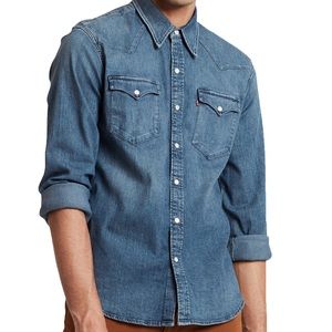 Men’s Levi’s Standard Fit Classic Barstow Western Denim LS Shirt M
